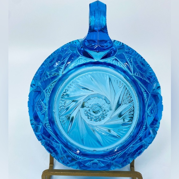 Vintage 1950s Kemple McKee Aztec Blue Nappy Dish Pattern 96 Handled Bowl - Picture 7 of 12